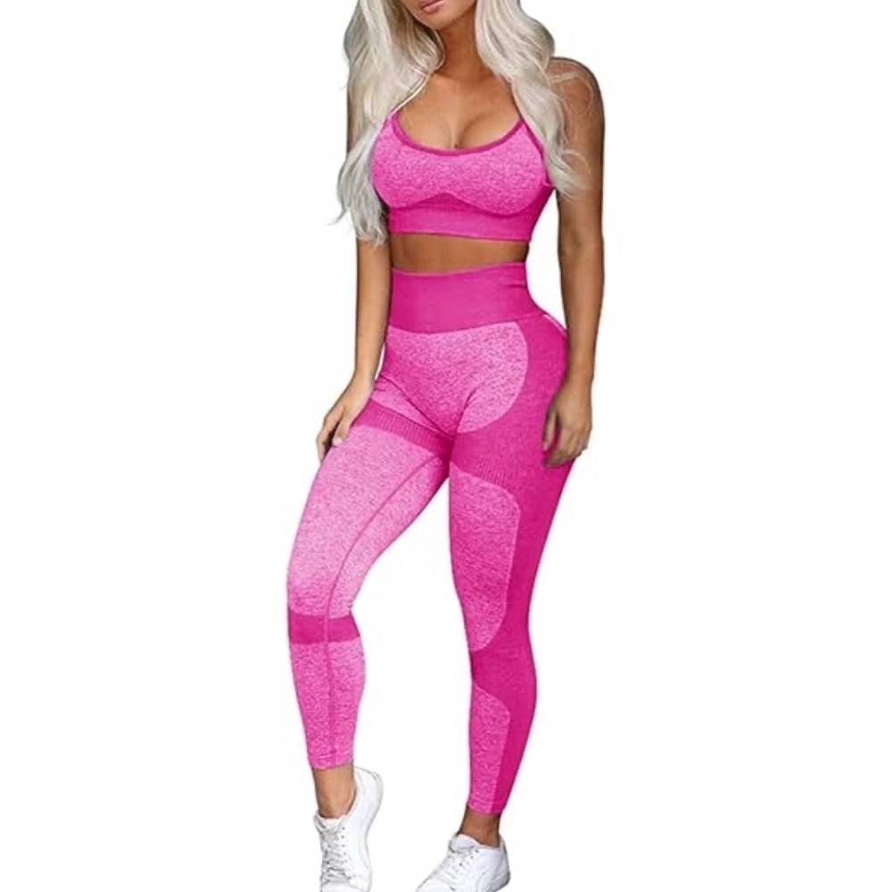 New Seamless Yoga Pilates Gym Activewear Vibrant Pink Activewear Set size S